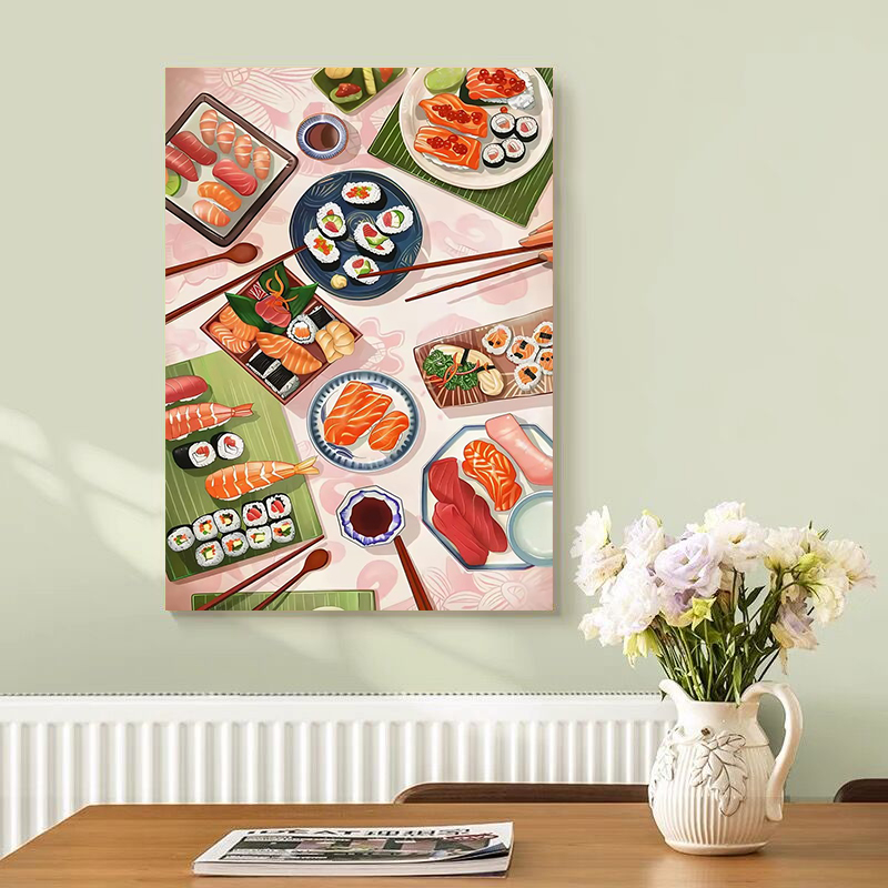 Japanese Restaurant Lifestyle - Sushi Lachs Poster Drucke Küche Japanisches